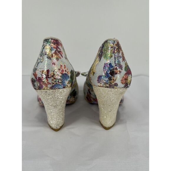 Irregular Choice Nick Of Time Floral Sparkling Cream Heels Size 41 US 10 - Picture 9 of 16